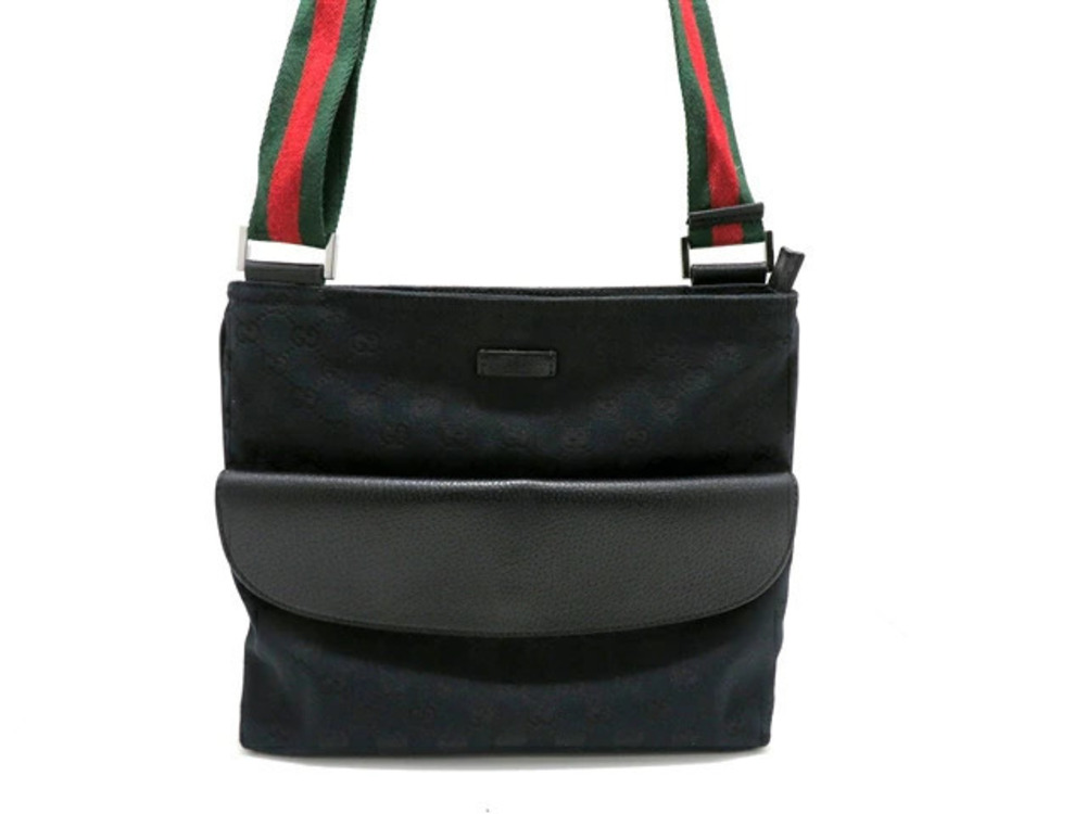 Gucci bag Hobo black canvas calfskin